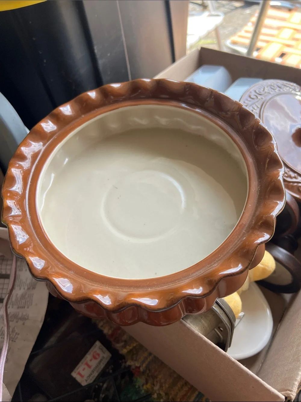 Vintagev Decorative Brown Ceramic Lidded Casserole Dish